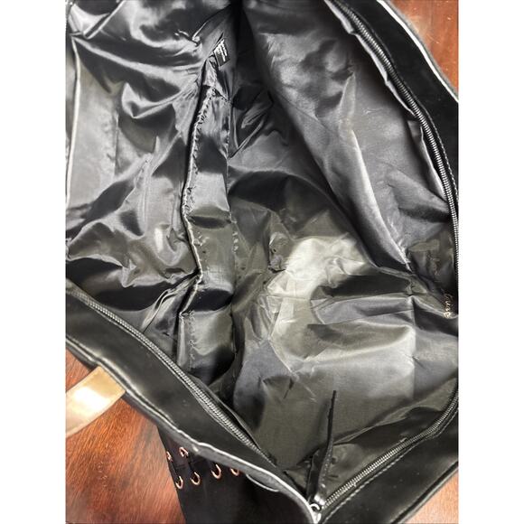 Victoria's Secret Weekender Tote Bag Large Black Zipper Top Travel Gym Commute - Picture 4 of 8